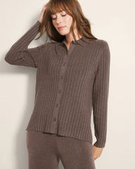 Soma / Button-Up Sweater HEATHER COCOA
