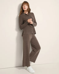 Soma / Button-Up Sweater HEATHER COCOA