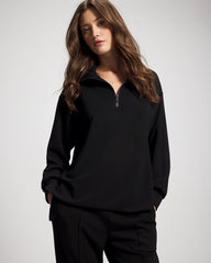 Soma / Modern Modal Quarter Zip Sweatshirt BLACK