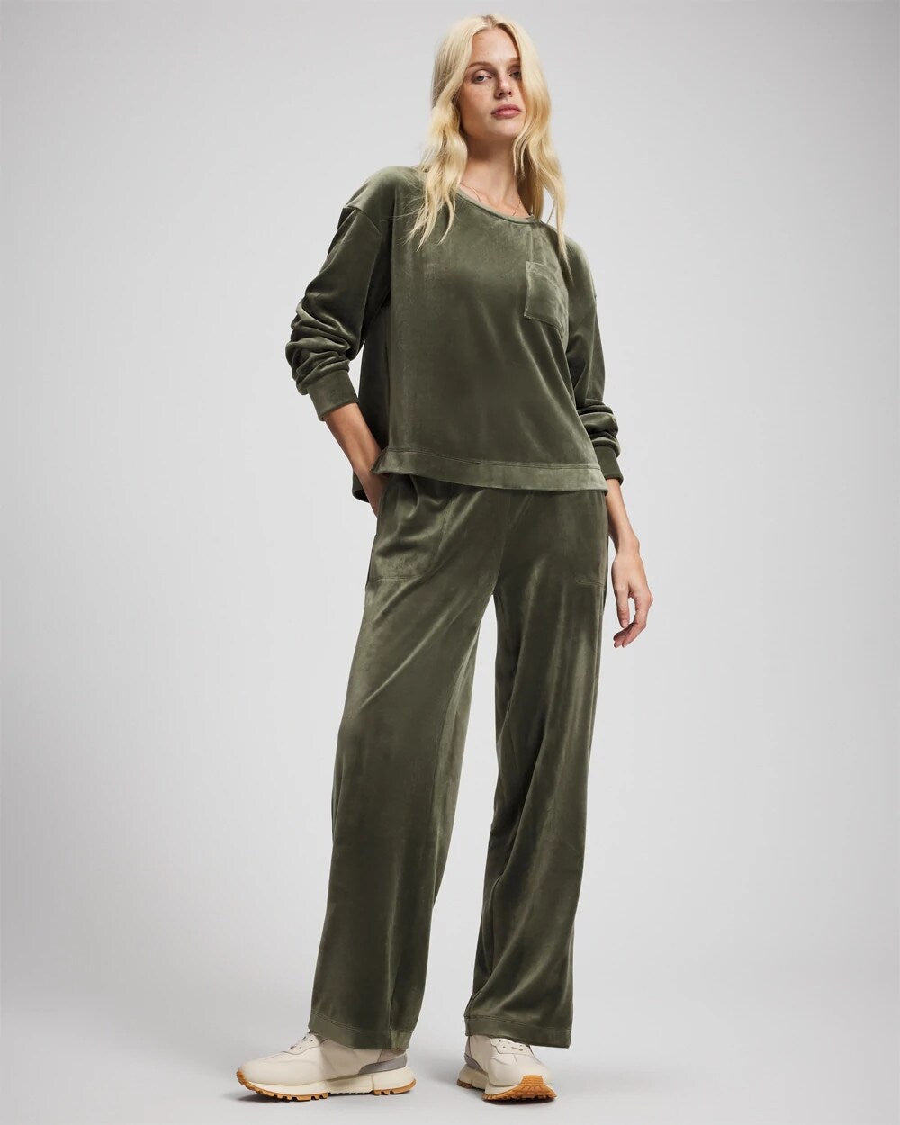 Soma / Velour Straight Leg Pants DARK SAGE