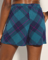 Soma / Pajama Shorts BUNDLE UP PLAID BIAS TEAL