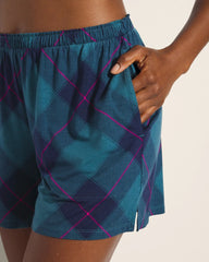 Soma / Pajama Shorts BUNDLE UP PLAID BIAS TEAL