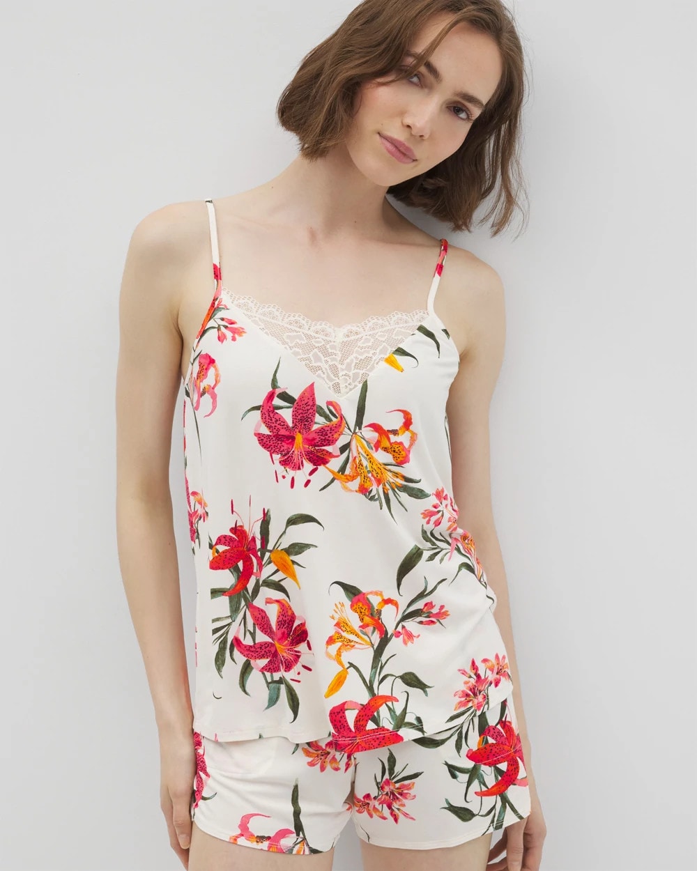 Soma / Lace Trim Pajama Cami LE TIGRE FLORA CHAMPAGNE