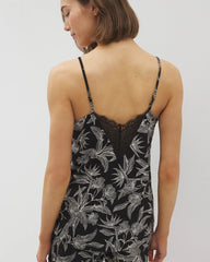 Soma / Lace Trim Pajama Cami PLUMERIA BLOOMS BLK CH