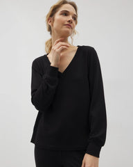 Soma / Long-Sleeve V-Neck Pajama Top BLACK