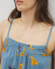 Soma / Smocked Pajama Cami FELINE FUN BLUE HEAVEN