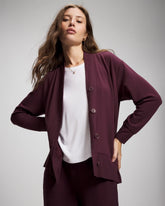 Soma / Ultrasoft Fleece Relaxed Button Up Cardigan MERLOT