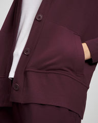 Soma / Ultrasoft Fleece Relaxed Button Up Cardigan MERLOT