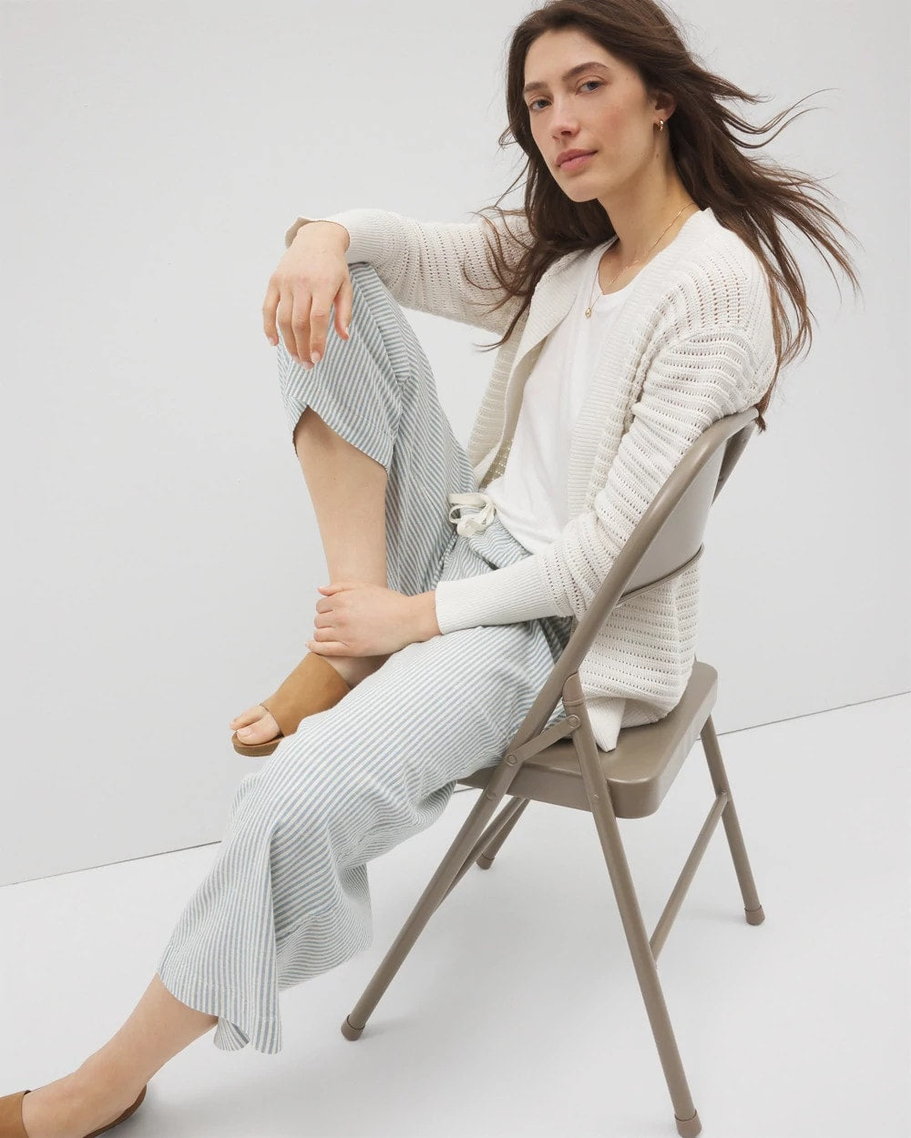 Soma / Cotton Open Stitch Cardigan SALT MIST