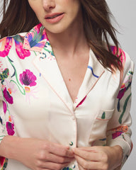 Soma / Long-Sleeve Notch Collar Pajama Top PARADISE SOIREE WHITE SK