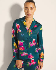 Soma / Long-Sleeve Notch Collar Pajama Top GETTIN FIGGY WITH IT TEAL
