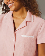 Soma / Short-Sleeve Notch Collar Pajama Top CREME BRULEE CROSSDYE