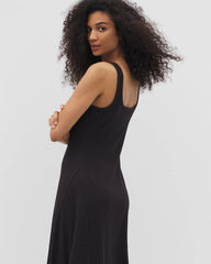 Soma / Rib Square Neck Lounge Dress BLACK