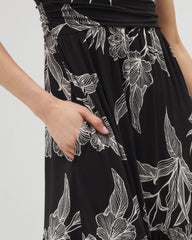 Soma / Goddess Tiered Maxi Dress PLUMERIA BLOOMS GRAND BLK