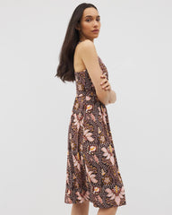 Soma / Cross Back Strap Bra Dress VIVID VINES FRENCH ROAST