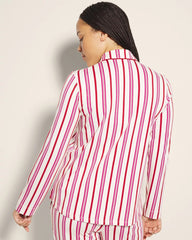 Soma / Long-Sleeve Notch Collar Pajama Top SMART STRIPE CHAMPAGNE