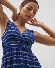 Soma / Goddess Midi Bra Dress OASIS STRIPE G NAVY PEONY