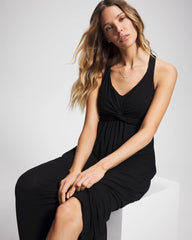 Soma / Soft Jersey Twist Front Maxi Dress BLACK