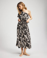 Soma / Island Time Ruffled Midi Dress BLACK