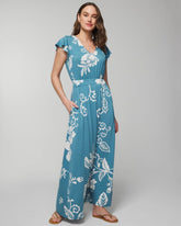 Soma / Flutter Sleeve Maxi Bra Dress GARDEN TAPESTRY G BLUE