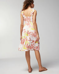 Soma / Smocked Flutter Sleeve Mini Bra Dress ENCHANTED PALMS KEY LIME