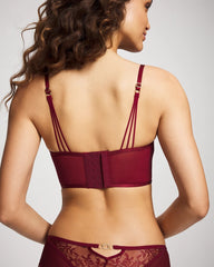 Soma / Sheer Glam Long Line Scoop Bralette RED VELVET