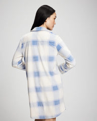 Soma / Long-Sleeve Notch Collar Sleepshirt FROSTED PLAID BLUE