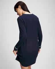 Soma / Piped Long-Sleeve Sleepshirt NIGHTFALL NAVY