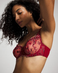 Soma / Unlined Bra RED VELVET TONAL W/ LUREX