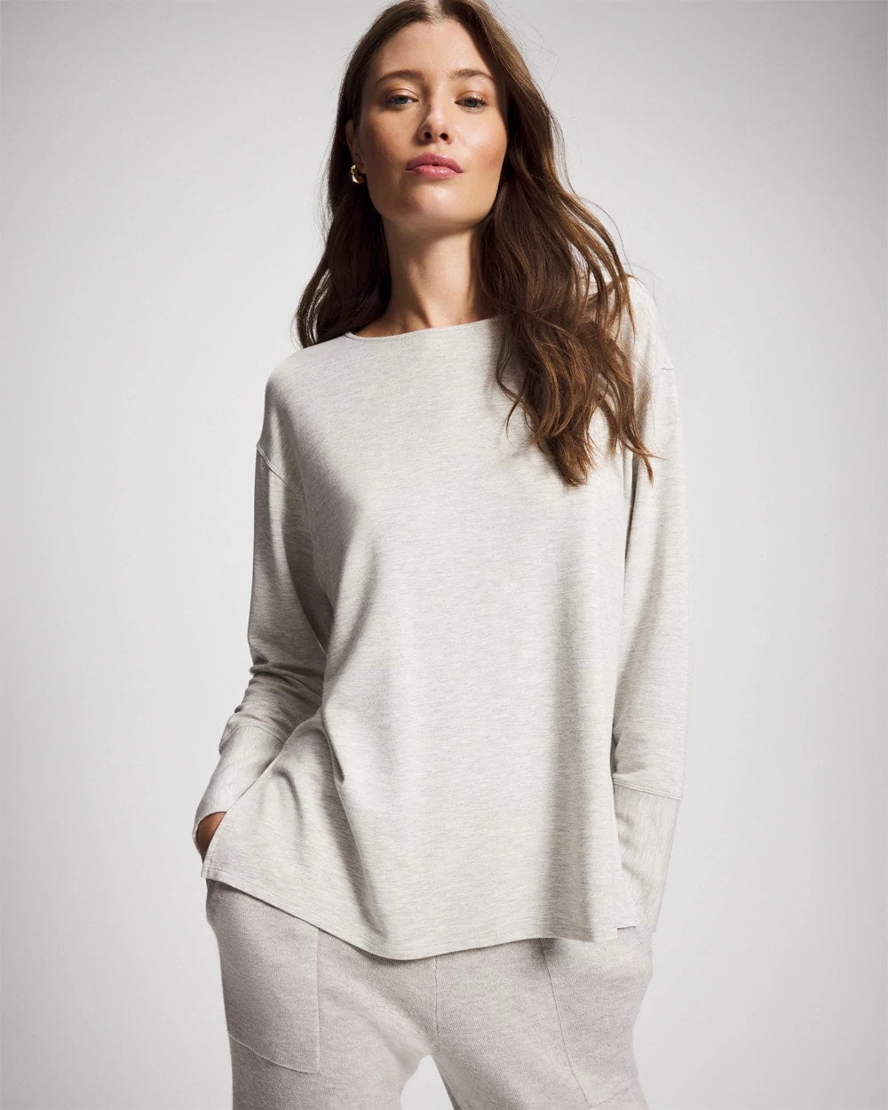 Soma / Ultra Soft Fleece Dolman Top HEATHER STONE
