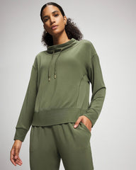 Soma / Ultrasoft Fleece Relaxed Funnel Neck Sweatshirt DARK SAGE