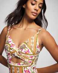 Soma / Soma Swim Twist-Front Keyhole One-Piece PATCHWORK PALMS COCONUT