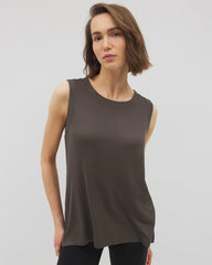 Soma / Rib Knit Sleeveless Top DARK GRAY OLIVE