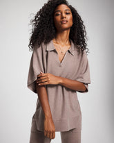 Soma / Premier Knit Sweater Collared Top HEATHER FAWN