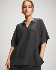 Soma / Premier Knit Sweater Collared Top HEATHER QUARTZ