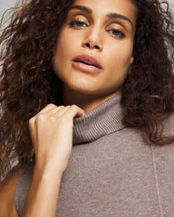 Soma / Premier Knit Sweater Turtleneck Sleeveless Top HEATHER FAWN