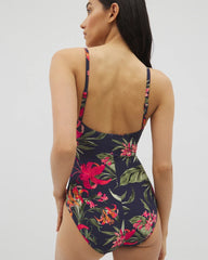 Soma / Soma Swim Twist-Front Keyhole One-Piece LE TIGRE TROPICAL NAVY