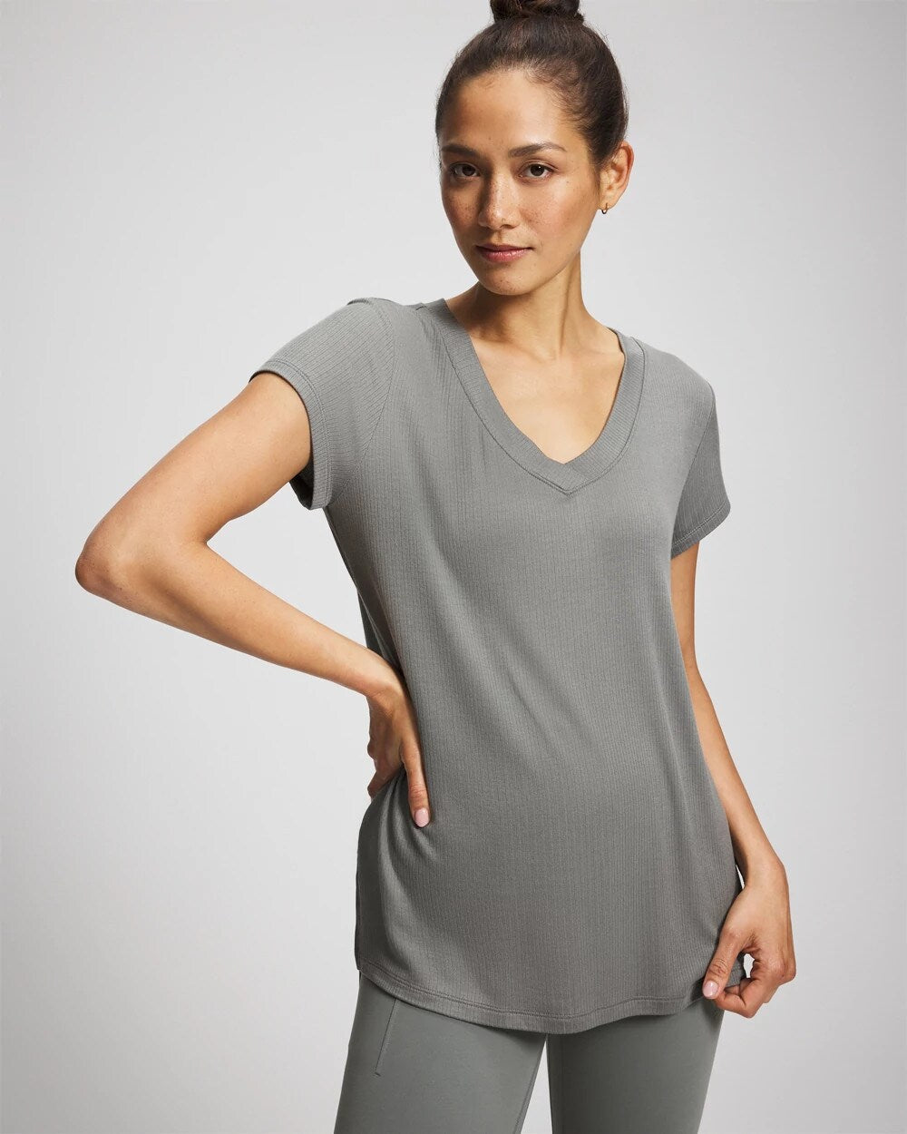 Soma / Rib Knit V-Neck Tee SEDONA SAGE