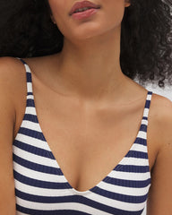 Soma / Soma Swim Deep Plunge One-Piece BLUE STRIPE RIB
