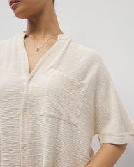 Soma / Crinkle Knit Relaxed Button-Up Top PARCHMENT