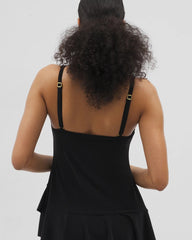 Soma / Beyond Control Solid Essentials Ruffle Swim Dress BLACK
