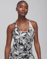 Soma / 24/7 Racerback Bra Tank PATTERNED PALMS BLACK