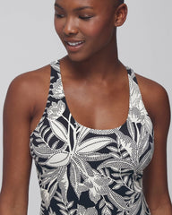 Soma / 24/7 Racerback Bra Tank PATTERNED PALMS BLACK