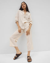 Soma / Beach Cotton Crop Pant PALE SAND STRIPE