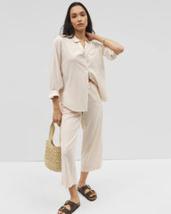 Soma / Beach Cotton Crop Pant PALE SAND STRIPE