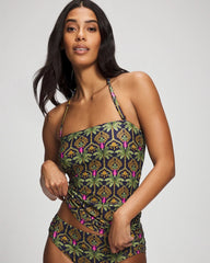 Soma / Bandeau Tankini Top PALMY PATTERNS NAVY