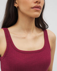 Soma / Rib Square Neck Lounge Dress GARNET