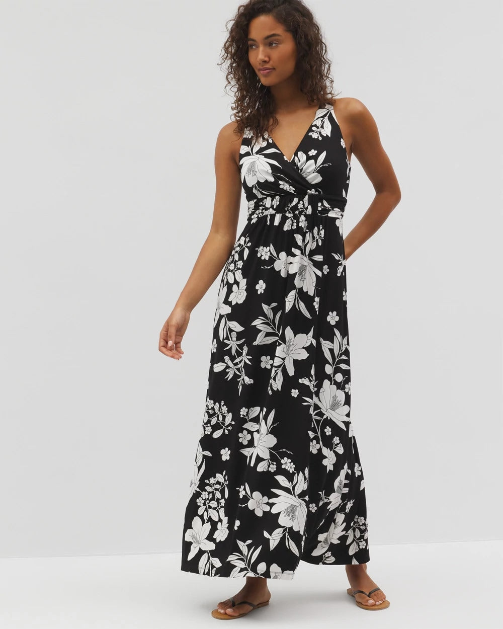 Soma / Isla Cross Back Maxi Bra Dress PLUMERIA DREAM G BLACK