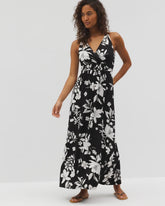 Soma / Isla Cross Back Maxi Bra Dress PLUMERIA DREAM G BLACK