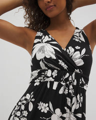 Soma / Isla Cross Back Maxi Bra Dress PLUMERIA DREAM G BLACK